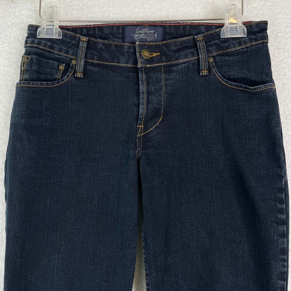 Levi Strauss Signature Womens Juniors 7 Dark Wash Low Rise Slim Bootcut Jeans